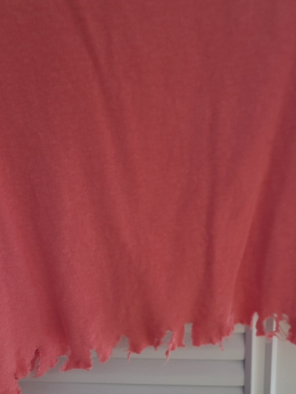 WE THE FREE Coral-Orange Sharkbite Hem Henley Heather Gray Sleeves Oversized EUC - Picture 9 of 10